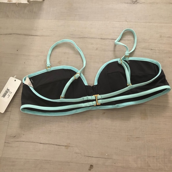NWT L*Space Dark Gray & Light Teal Blue Padded Bikini Swim Top - Picture 9 of 9